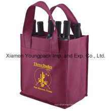 Promotional Burgundy Reusable Shop Cloth Wine Bottle Bag